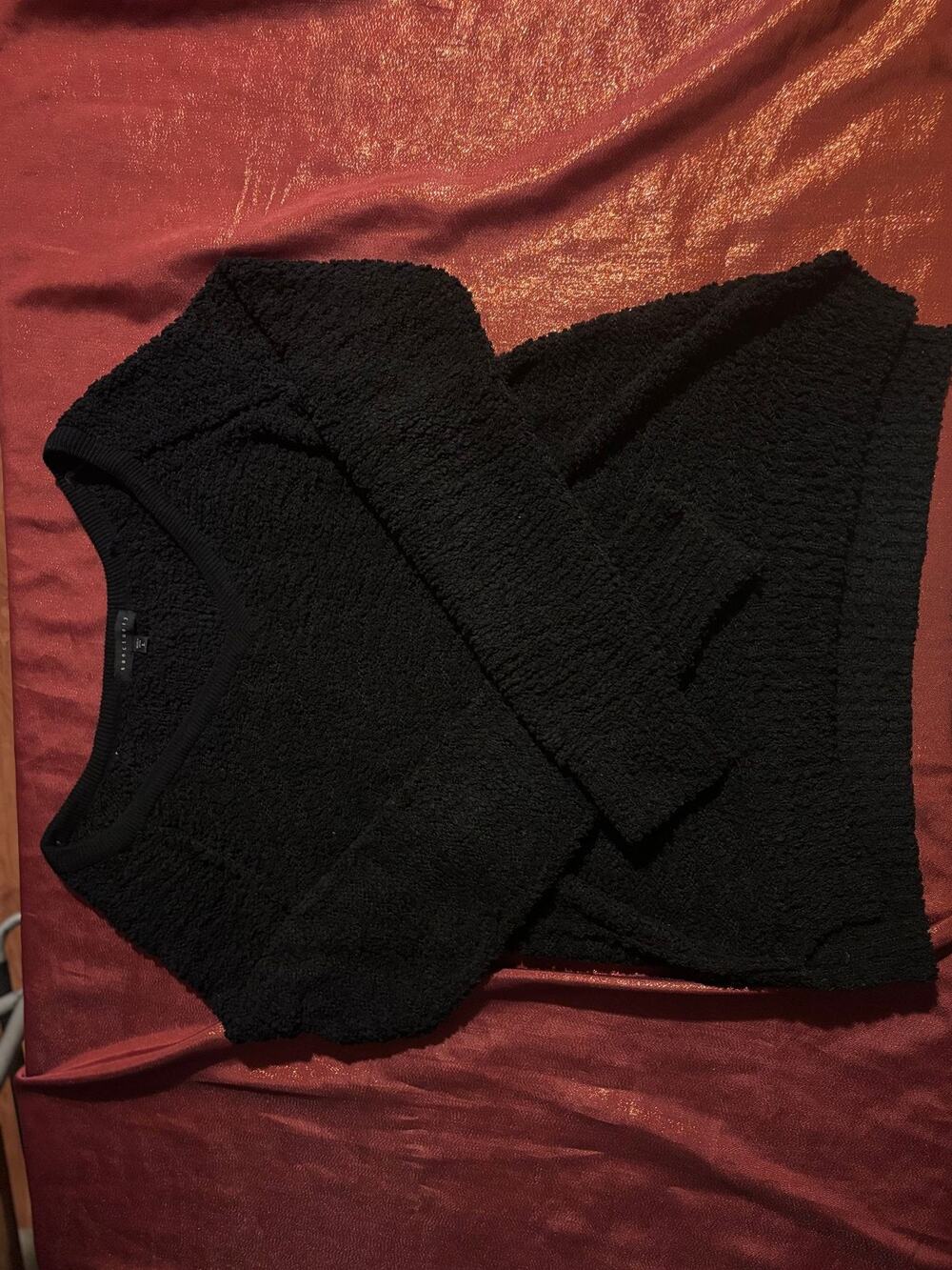 Sanctuary Sweater Womens L Plush Textured Cozy Pullover Black Long Sleeve
